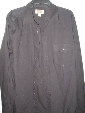 Foundry Button-Front Shirt Men's Size Large Tall LT Black